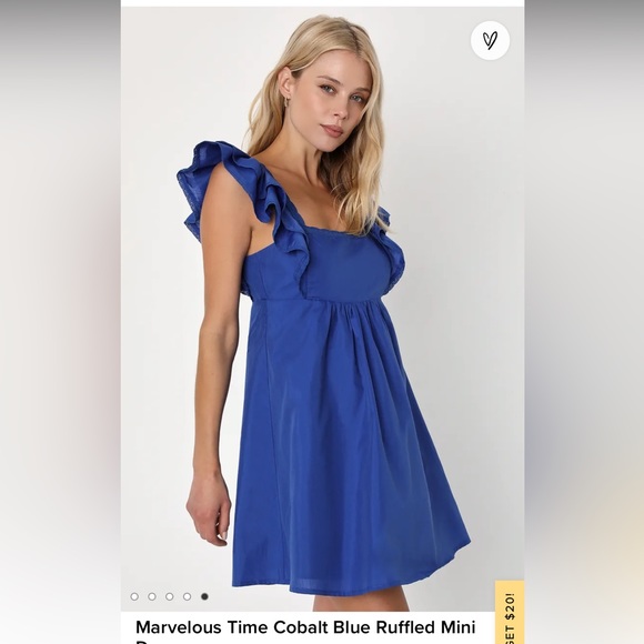 Lulu's Dresses Lulus Marvelous Time Cobalt Blue Ruffled Mini Dress